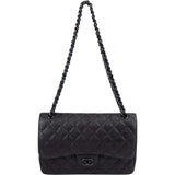 Chanel Soblack Edition Quilted Calfskin Jumbo Double Flap Crossbody Bag