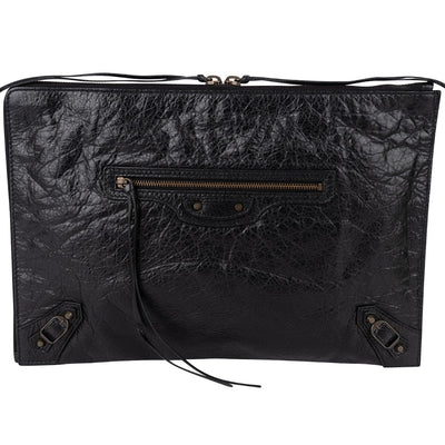 Balenciaga Balck Leather Classic Envelope Clutch