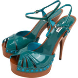 Miu Miu Patent Leather Studded Platform Sandals Heels (39)