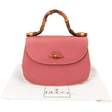Gucci Pink Grained Leather Bamboo Top Handle Handbag