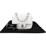 Chanel Quilted Caviar Leather Palladium Mini Square Single Flap Crossbody Bag