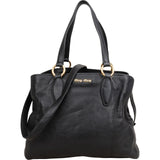 Miu Miu Vitello Daino Leather Two-Way Shopping Tote Shoulder Bag
