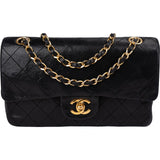 Chanel Quilted Lambskin 24K Gold Small Double Flap Shoulder Bag