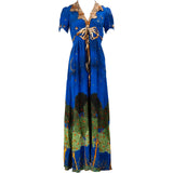 Gucci Multicolor Night Garden Silk Sequin Details Shortsleeve Maxi Dress (IT40)