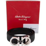 Salvatore Ferragamo Nero Pebbled Leather Gancini Belt (105)