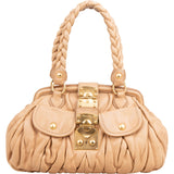 Miu Miu Matelassé Nappa Leather Braided Handle Handbag