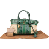 Gucci Monogram GG Green Crocodile Secret Padlock Satchel Handbag