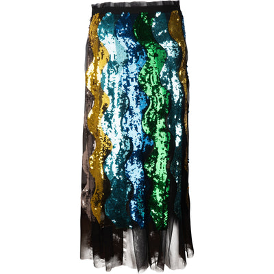 Gucci Multicolor Waves Tüll Sequin Skirt (IT42)