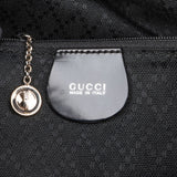 Gucci Black Leather Nylon Bamboo Top Handle Handbag