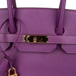 Hermès Violet Epsom Leather Birkin 35 Handbag - vintageandkickz