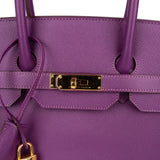 Hermès Violet Epsom Leather Birkin 35 Handbag - vintageandkickz