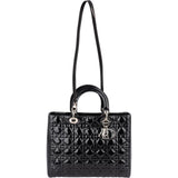 Christian Dior Quilted Patent Leather Lady Dior Handbag - vintageandkickz