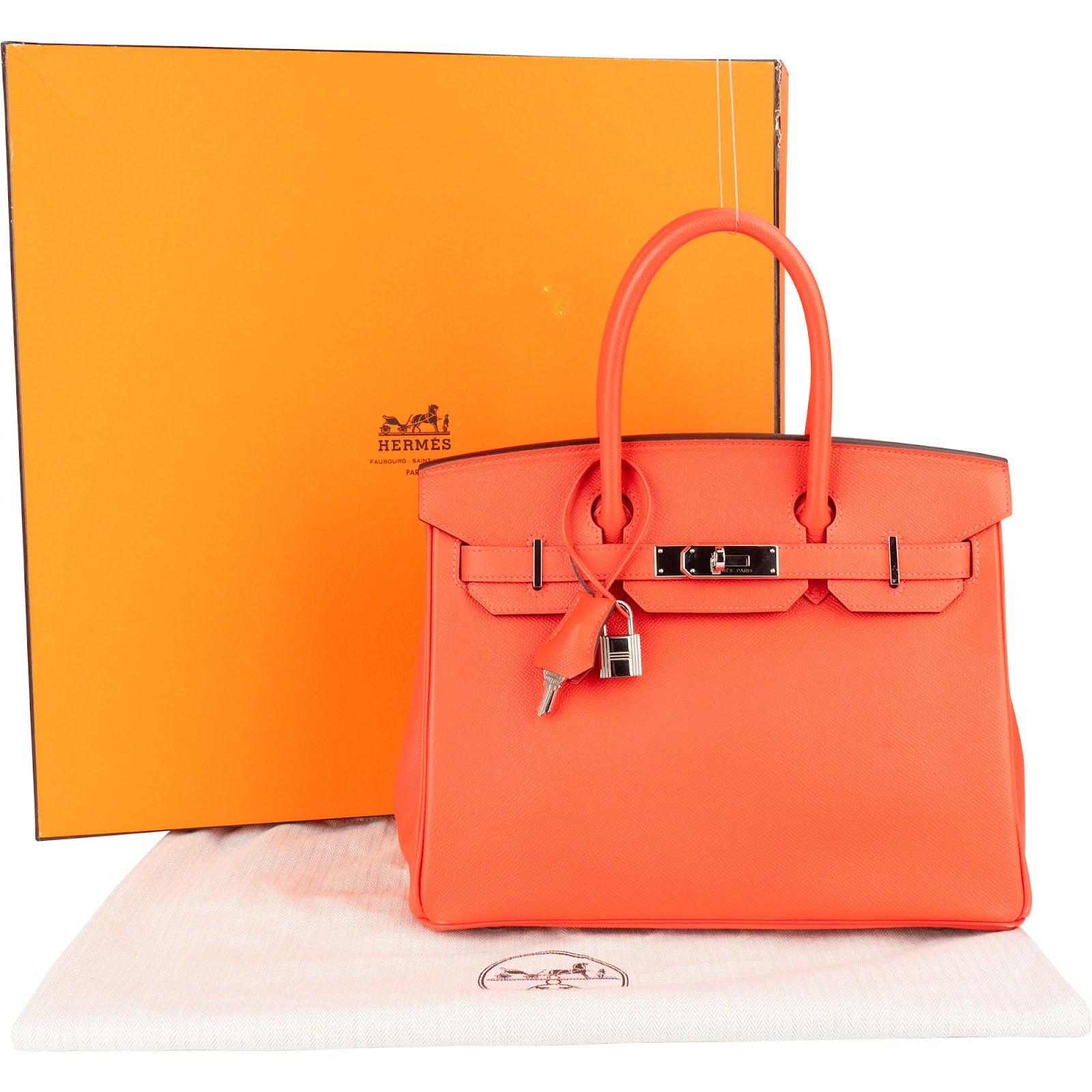 Hermès Coral Epsom Leather Birkin 30 Handbag - vintageandkickz