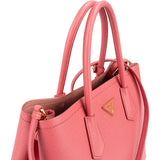 Prada Pink Saffiano Leather Double Handbag
