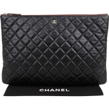 Chanel Black Quilted Caviar Leather CC Clutch