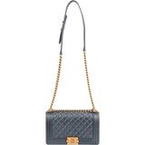 Chanel Quilted Grained Calfskin Medium Boy Single Flap Crossbody Bag