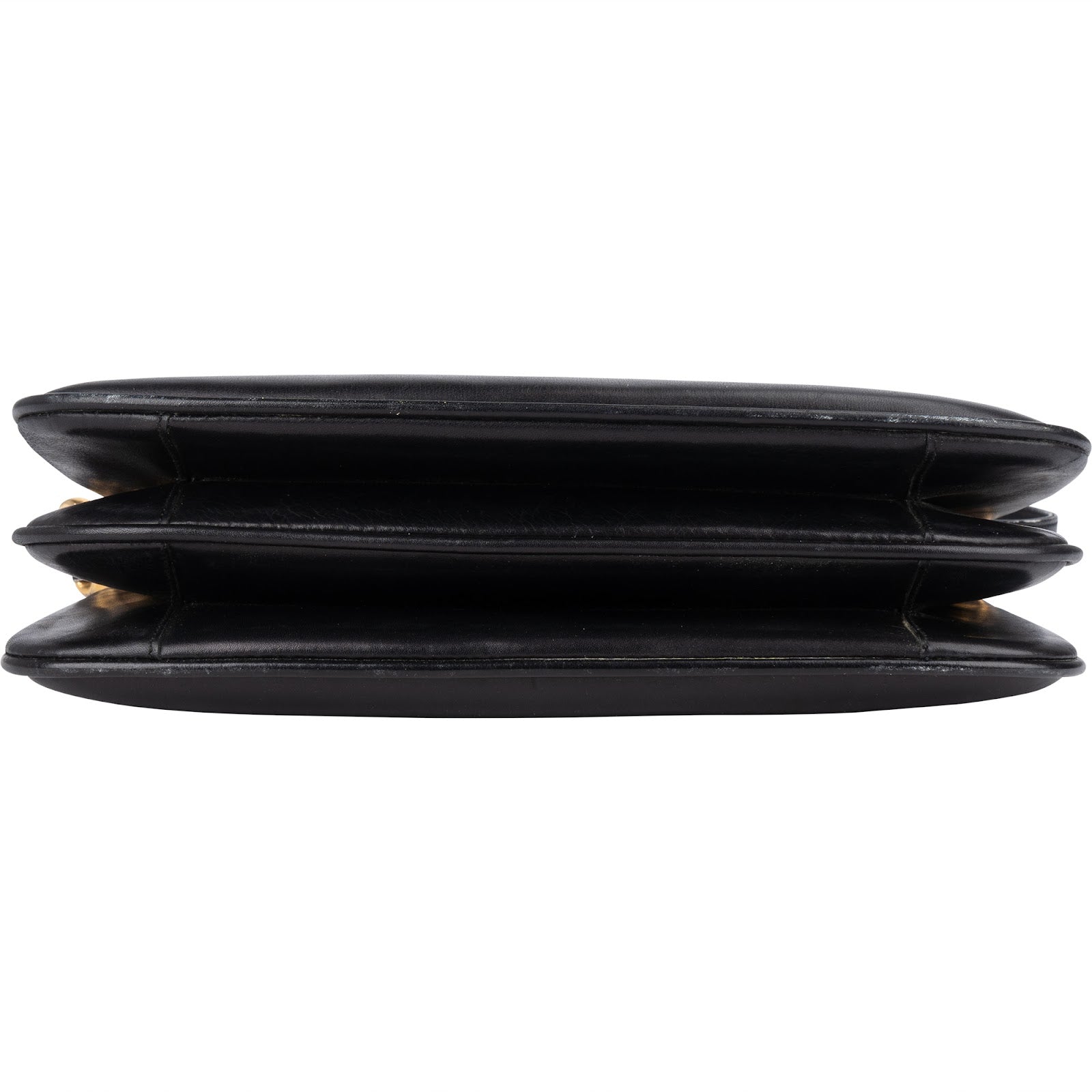 Celine Black Leather Triomphe Shoulder Bag - vintageandkickz