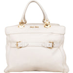 Miu Miu Blancoi Vitello Daino Satchel Handbag - vintageandkickz