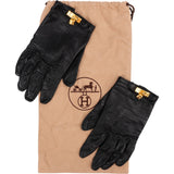 Hermès Black Leather Kelly Gloves Handschuhe