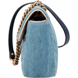 Gucci Denim Matelassé Denim Pearl GG Marmont Crossbody Bag