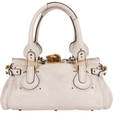 Chloé White Grained Leather Paddington Handbag