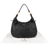 Prada Black Calfskin Leather Hobo Shoulder Bag