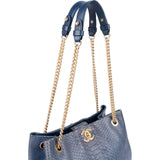Chanel Bleu Python CC Shopping Tote Shoulder Bag