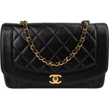 Chanel Quilted Lambskin Medium 24K Diana Gold Single Flap Crossbody Bag