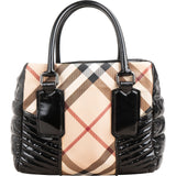 Burberry Quilted Patent Leather Heymarket Check Tote Shoulder Bag