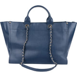 Chanel Bleu Caviar Leather Deauville Tote Shoulder Bag