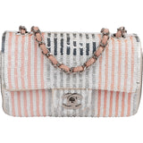Chanel Vertical Striped Sequin Single Flap Crossbody Bag