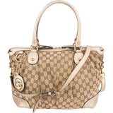 Gucci Monogram GG Metallic Leather Canvas Sukey Handbag