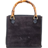 Gucci Suede Bamboo Handle Small Tote Handbag
