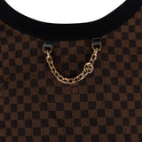 Louis Vuitton Monogram Damier Ebene Cotton Chain Detail Drawstring Shirt Dress (XS)