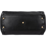 Gucci Black Grained Leather Bamboo Top Handle Boston Handbag