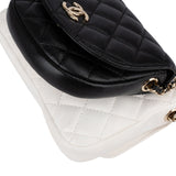 Chanel Quilted Lambskin Side Packs Single Flap Adjustable Duo Crossbody Bag