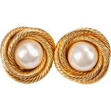 Chanel Rope Twist Large Pearl Clip-On Earrings
