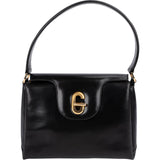 Gucci Black Leather Vintage G Turnlock Flap Handbag