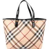 Burberry Monogram Nova Check Patent Leather Tote Shoulder Bag