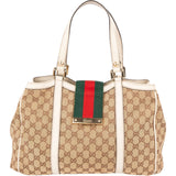 Gucci Monogram GG Canvas Jolicoeur Web Tote Handbag