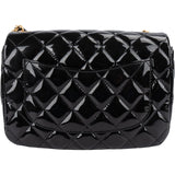 Chanel Quilted Patent Leather Mini Rectangular Single Flap Heart Chain Crossbody Bag