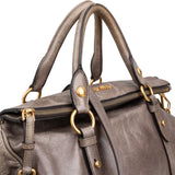 Miu Miu Vitello Lux Leather Drawstring Satchel Handbag