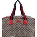 Gucci Monogram GG Plus Canvas Web Stripe Boston 40 Handbag