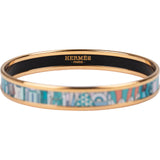 Hermès Gold Tone Enamel La Cité Cavalière Bangle Bracelet