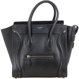 Céline Noir Grained Calfskin Luggage Handbag