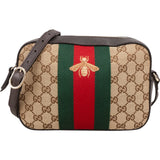 Gucci Monogram GG Supreme Canvas Web Bee Camera Crossbody Bag
