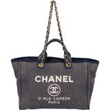 Chanel Denim Deauville Tote Shoulder Handbag