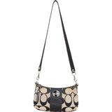 Coach Monogram Signature Black and Grey Stripe Demi Handbag