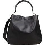 Gucci Black Leather Bamboo Hobo Handbag