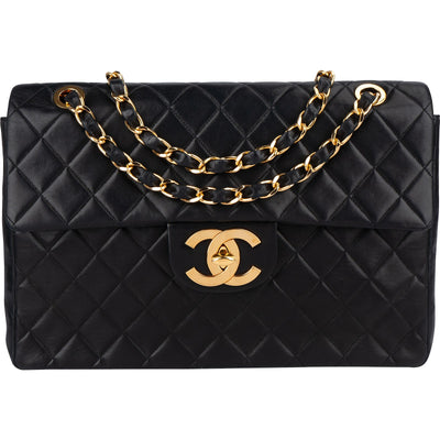 Chanel Quilted Lambskin 24K Gold Maxi Single Flap Crossbody Bag